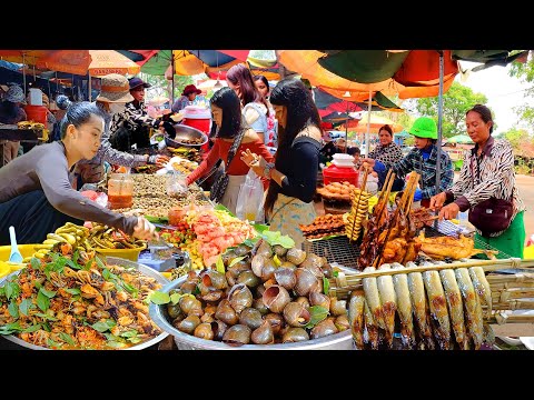 Amazing Street Food Tour! Best Street Food Collection - Cambodia Countryside Market Food - So Yummy!