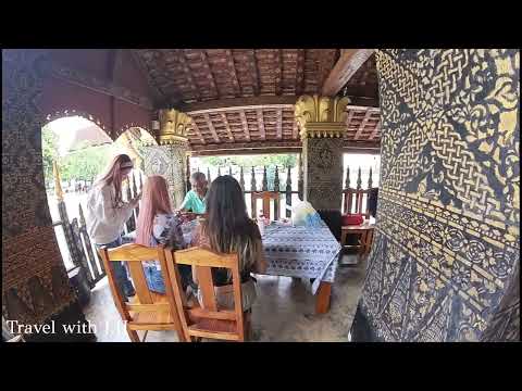 Maravilhoso Templo Vat Xieng Thong em Luang Prabang, onde o rio Nam Khan encontra o rio Mekong.