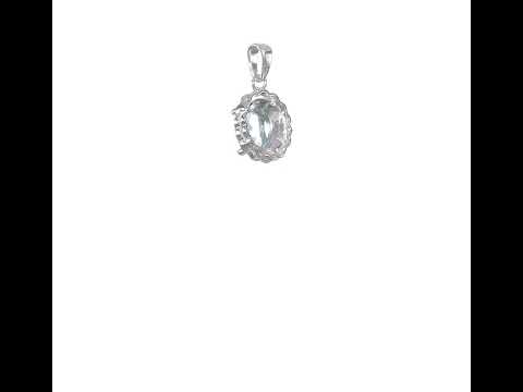 Sterling Silver Rhodium Plated Diamond & Light Swiss BT Oval Pendant
