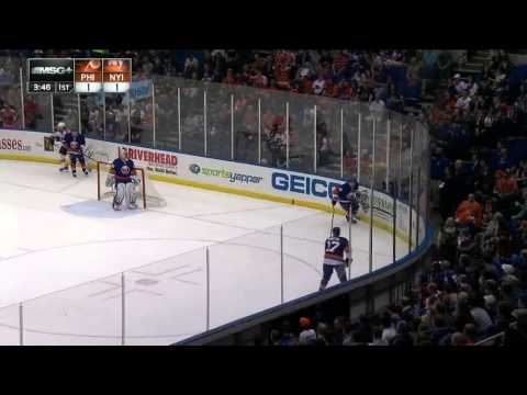 Matt Moulson goal 1-1 April 9 2013 Philadelphia Flyers vs NY Islanders NHL Hockey
