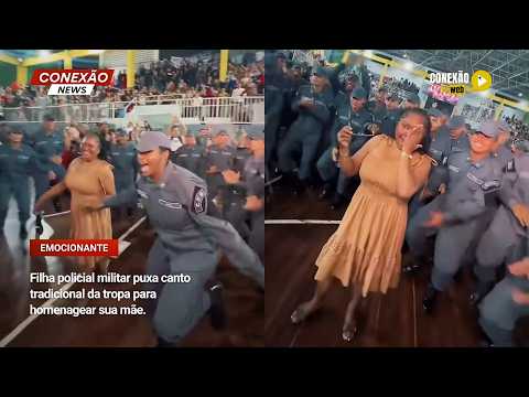 Vídeo: Filha policial militar puxa canto tradicional da tropa para homenagear sua mãe.