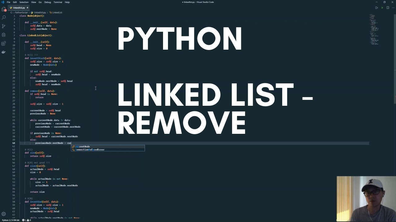 Python Linked list implementation III - remove