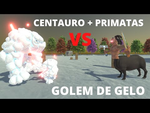 Centaur + Primates + Fantasy + Infernals vs Ice Golem - Animal Revolt Battle Simulator