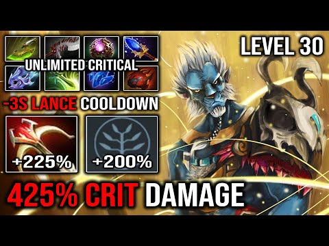 UNLIMITED CRITICAL 425% Crit LVL 30 Phantom Lancer +148K Total Damage with 3s CD Spirit Lance DotA 2