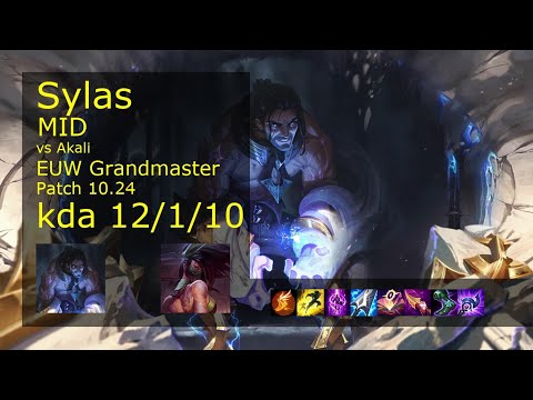 Sylas Mid vs Akali - EUW Grandmaster 12/1/10 Patch 10.24 Gameplay