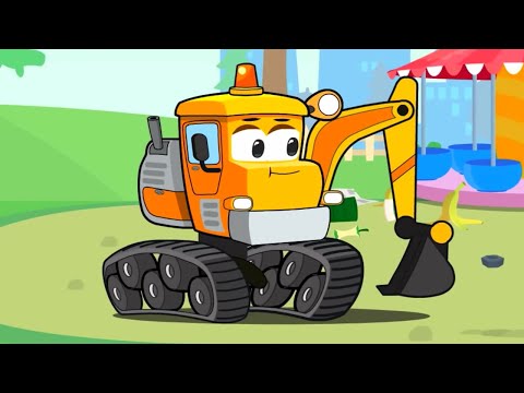 Bagger und der kleine Traktor treffen sich mit den Freunden | Vroom Vroom - Cartoons für Kinder