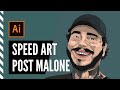 POST MALONE CARTOON VECTOR ART ILUSTRADOR