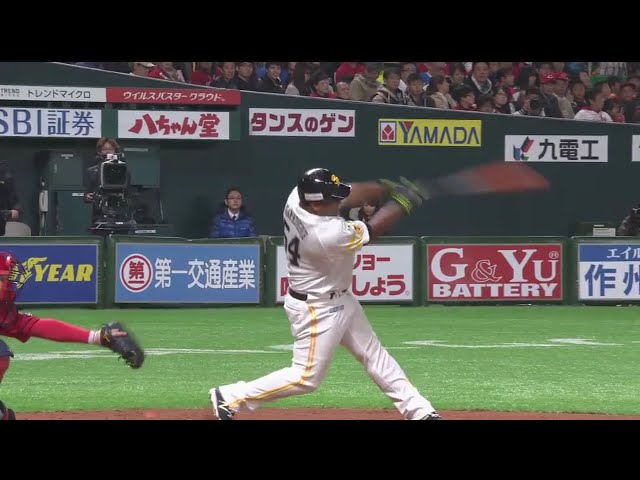 【7回裏】ホークス・デスパイネ 豪快なスイングで移籍後初ヒット!! 2017/3/25 H-C