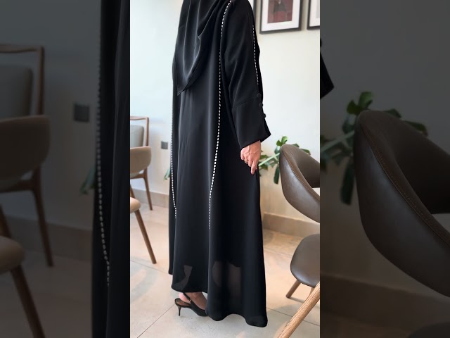 عباية انترنت كوري نص كلوش بتطريز طولي