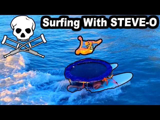 TRAMPOLINE SURFING WITH STEVE-O! | JOOGSQUAD PPJT