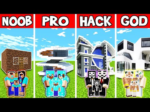 Noobas - Minecraft - Minecraft Battle : Family New Resort House Build Challenge - Noob Vs Pro Vs Hacker Vs God