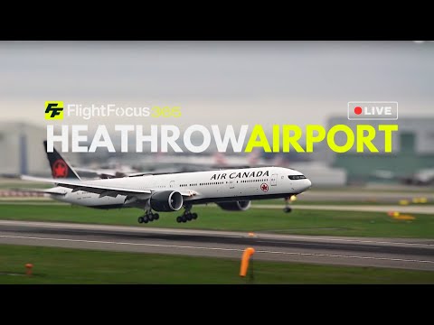 Heathrow Airport Live - HEAVY CROSSWIND Wednesday 27th March 2024