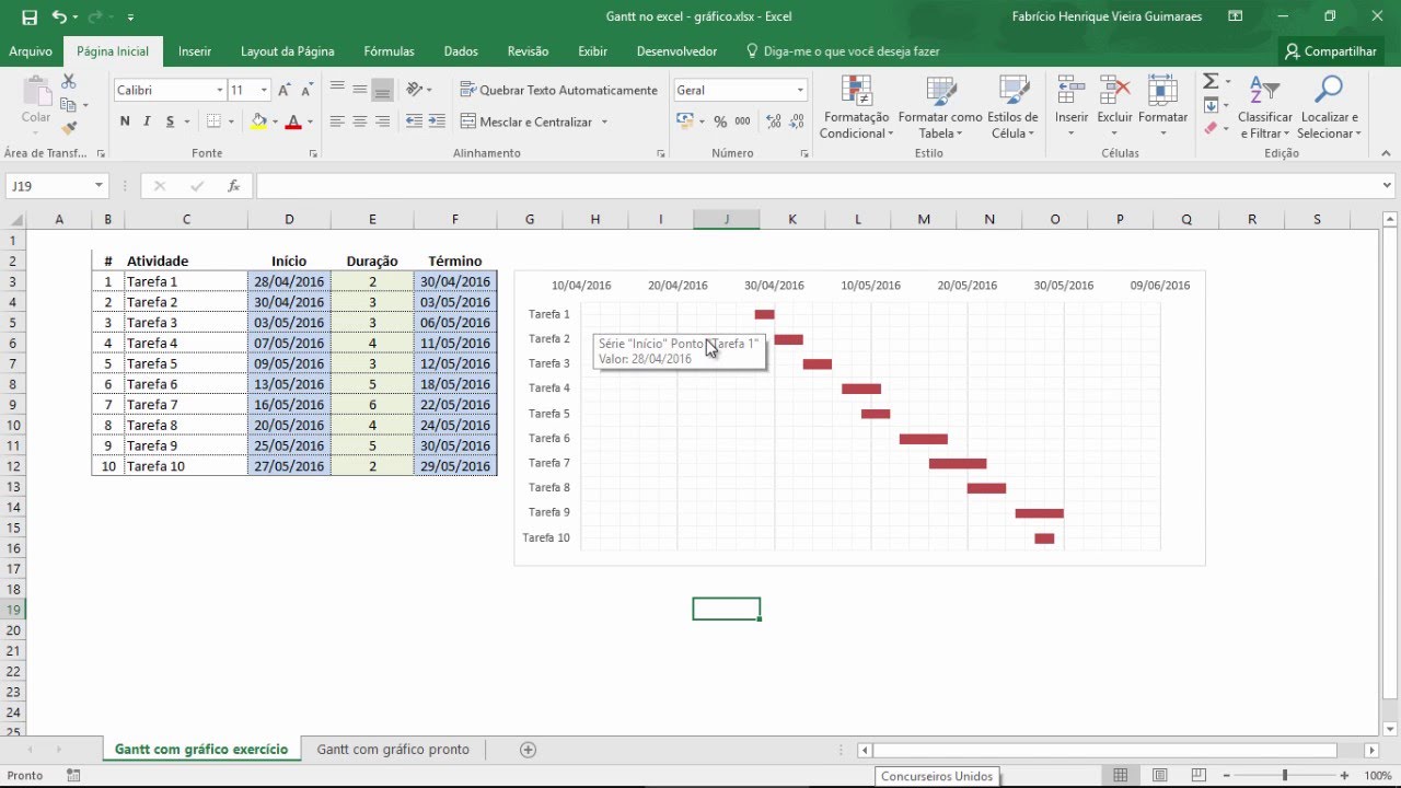 Dicas de Excel - Criando um gráfico de gantt para um cronograma no Excel sem utilizar Fórmulas