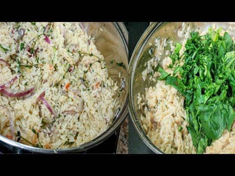 Cooking sweet nice callaloo cook up rice eat good