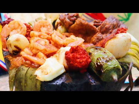 MOLCAJETE MIXTO: DE CAMARON, CARNE ASADA Y LONGANIZA (CHORIZO)