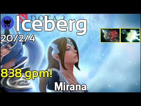 838 gpm! Iceberg [Winstrike] plays Mirana!!! Dota 2 7.20