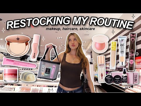 RESTOCKING MY ROUTINE | shopping for makeup, hair, skincare products (empties & haul!)