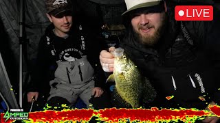 LIVE 🔴  Ice Fishing for Big Nighttime Crappies
