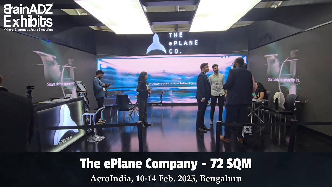 BrainADZ Exhibits Transforms The ePlane Company’s 72 SQM Booth at AeroIndia 2025! #aeroindiashow