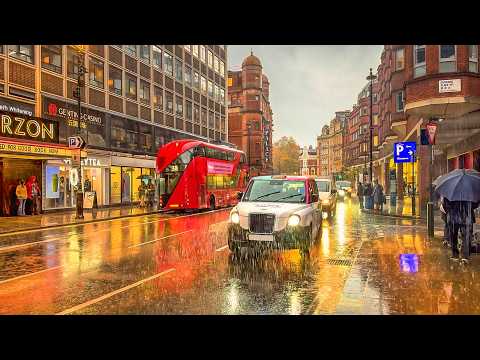 London Rain Walk ☔️ London Christmas Tour 2025 ✨ Covent Garden to Oxford Circus 🎄 4K HDR
