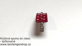 Kožená spona do vlasů - tečkovaná