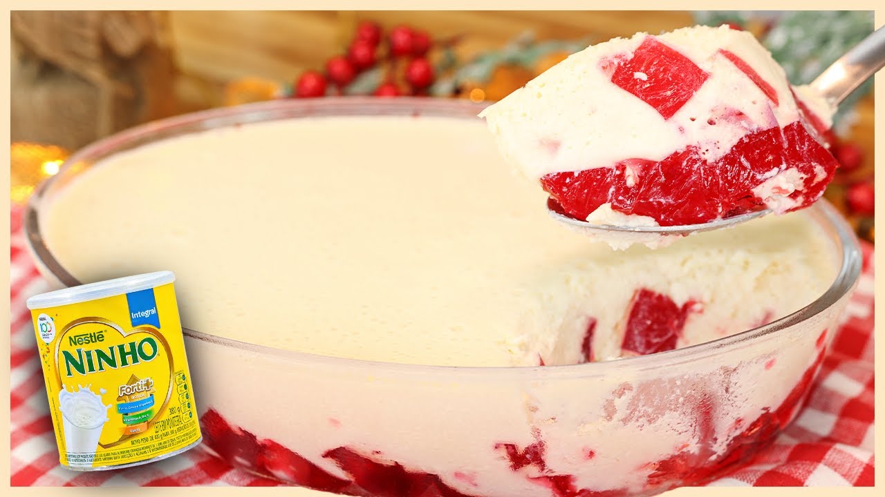 A SOBREMESA MAIS FÁCIL PARA O NATAL! GELATINA COM NINHO - CREMOSONA - SABOR INCRÍVEL