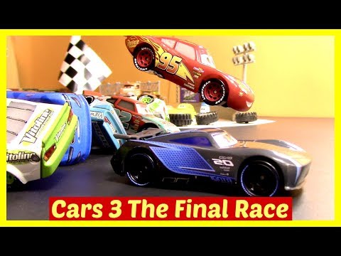 Disney Cars 3 Toy Collection McQueen Accident Toy Cars Racing! McQueen, Jackson Storm, Cruz Ramirez Video