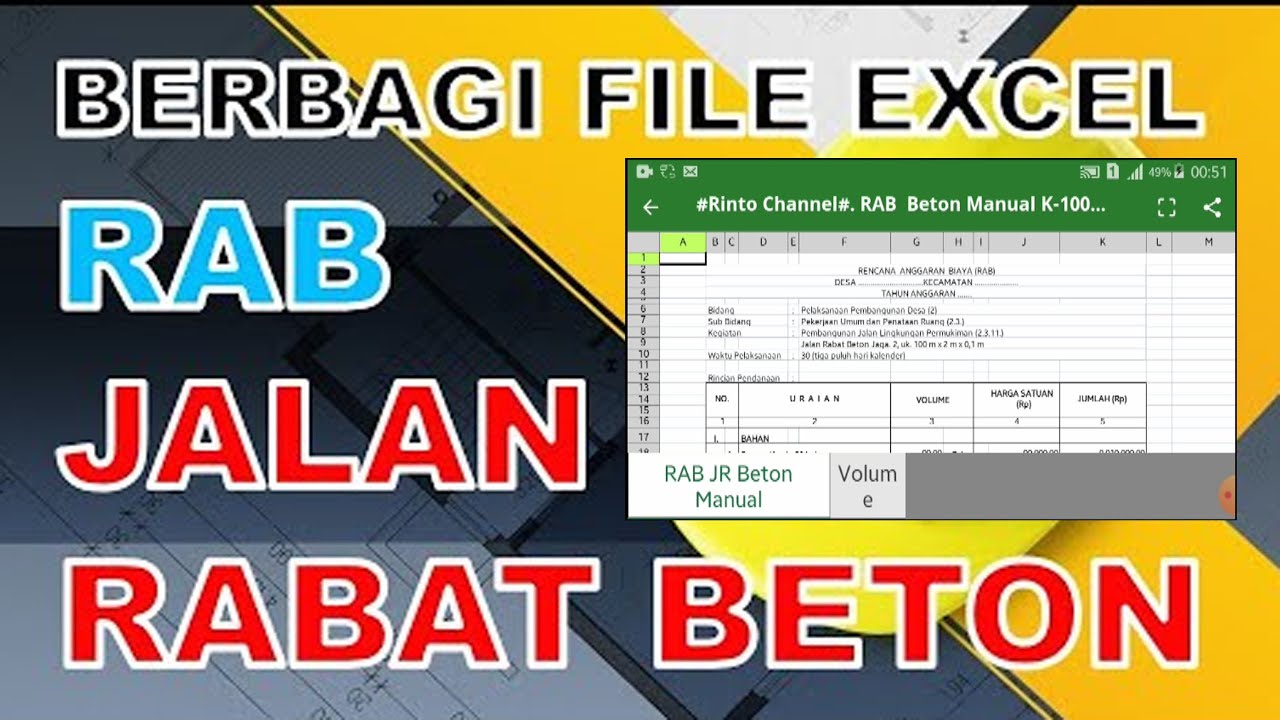 File Bagi Pemula Gambar dan Excel RAB Jalan Rabat Beton