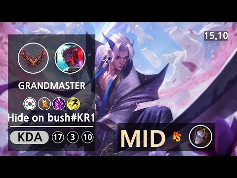 롤 그랜드마스터 미드 요네 Faker 페이커 " Hide on bush#KR1 " | Patch 15.10