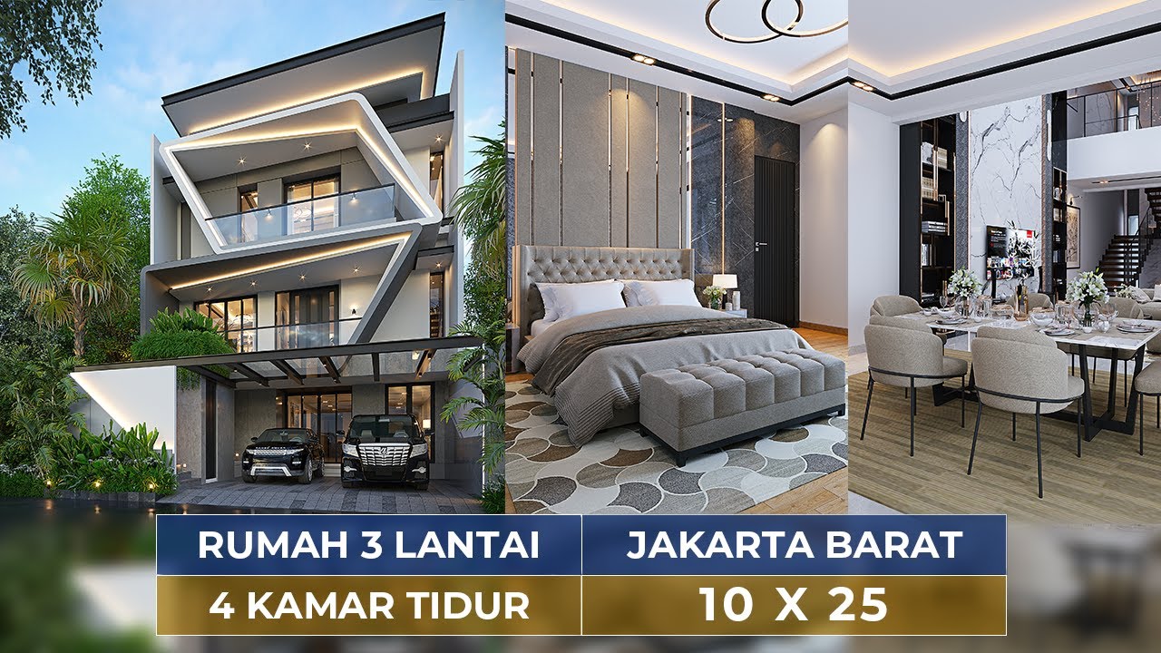 Video 3D Desain Rumah Modern 3 Lantai Bapak MLN 1501 - Jakarta Barat
