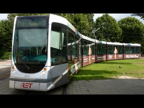 2031, Alstom Citadis RET tram lijn 23, aankomst en vertrek, beginpunt Beverwaard, 3 SEPT 2013