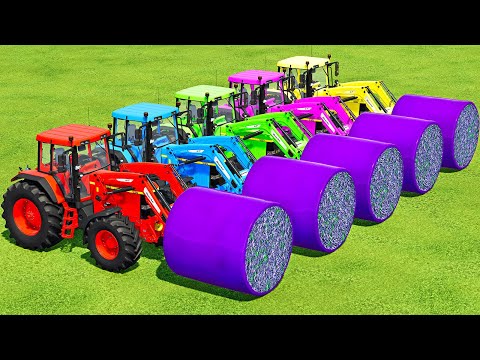 HARVESTING LAVENDER, MAKE BALES & TRANSPORTING WITH JOHN DEERE TRACTORS - Farming Simulator 22