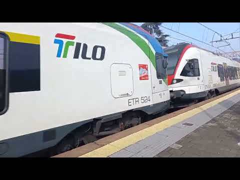 Treno a Monza Etr 524 115 + Etr 524 003 Tilo Regio Express 25517 da Locarno a Milano Centrale