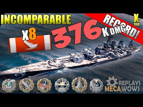 Incomparable 8 Kills & 376k Damage | World of Warships Gameplay 4k