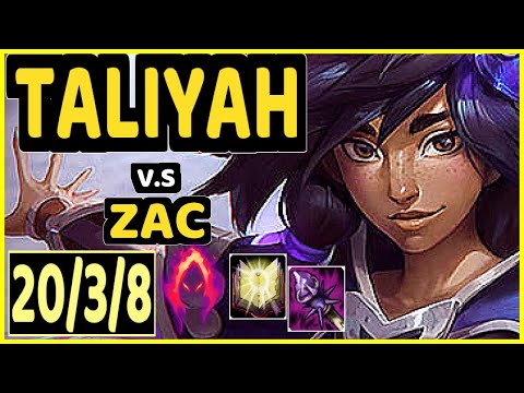 STEFAN (TALIYAH) vs ZAC - QUADRAKILL 20/3/8 KDA JUNGLE GAMEPLAY - EUW Ranked GRANDMASTER