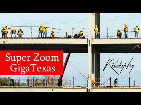 Giga Texas SUPER ZOOM SPY DRONE - Extended and Unused Clips Tesla TeraFactory Austin Texas