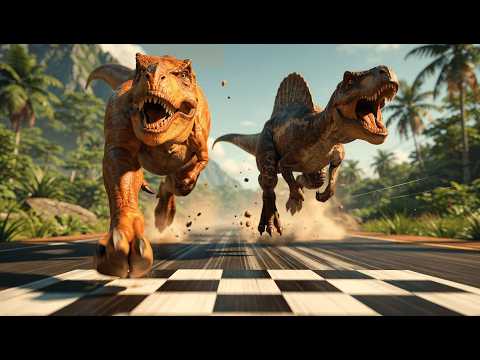 60 Dinosaurs Obstacle Race | Fastest Dinosaur - Jurassic World Evolution 2