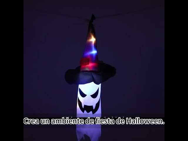 Vídeo relacionado con AUAUY Luces de decoración de Halloween, paquete de 3 unidades, naranja, calabaza, verde, araña, morado, sombrero de bruja con ventosa, funciona con pilas para decoración de fiestas en interiores y