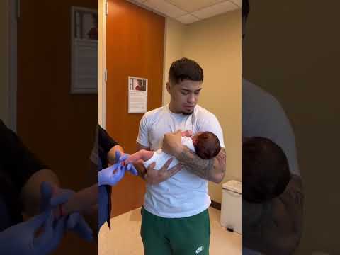 Newborn daughter gets her first shot & Dad cries 😩 #shorts