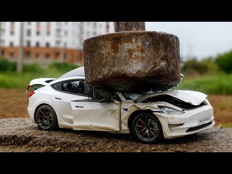 Crash Test of Tesla Model 3 Diecast Model  - Car Crash Test