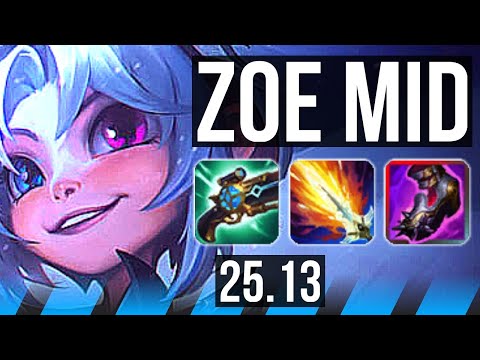 ZOE vs KASSADIN (MID) | 6/0/6, 600+ games, Dominating | KR Master | 25.13