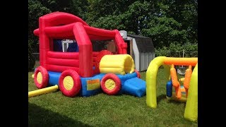 Bounce House Fun SUPER COOL INFLATABLE TRAIN BOUNCY HOUSE, TUNNEL &amp; SLIDE FOR THOMAS TRAIN PARTY