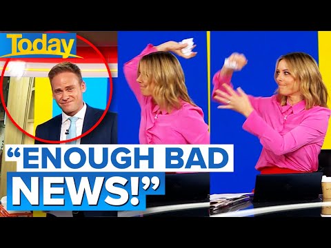 Host throws paper at reporter after bad news | Today Show Australia