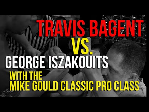 Travis Bagent vs CRAZY George Iszakouits at Gould Classic Pro Class armwrestling ft. Devon Larratt