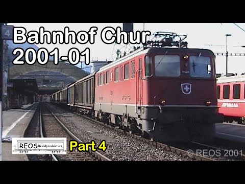 2001-01 [SDw] Bahnhof Chur in WInter part 4 of 4  - Classic RhB and SBB in action - day and night!