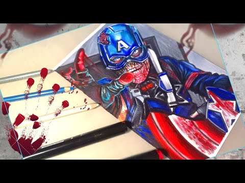 What if Captain America turn into a Zombie ? Timelapse drawing