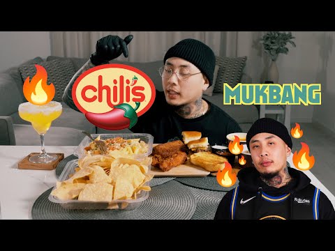 MUKBANG Eating Chili's - Cajun Shrimp Pasta, Chicken Crispers, Sliders, & MORE - FIRE 🔥