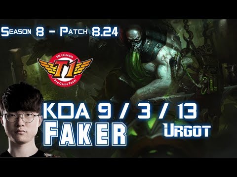 SKT T1 Faker URGOT vs GALIO Mid - Patch 8.24 KR Ranked