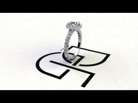 Halo .50ct Halo Diamond Engagement Ring with Melee in Platinum by Dublin Diamond Factory