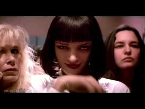 Pulp Fiction trailer frame with the glowing diner and end-credit vibe